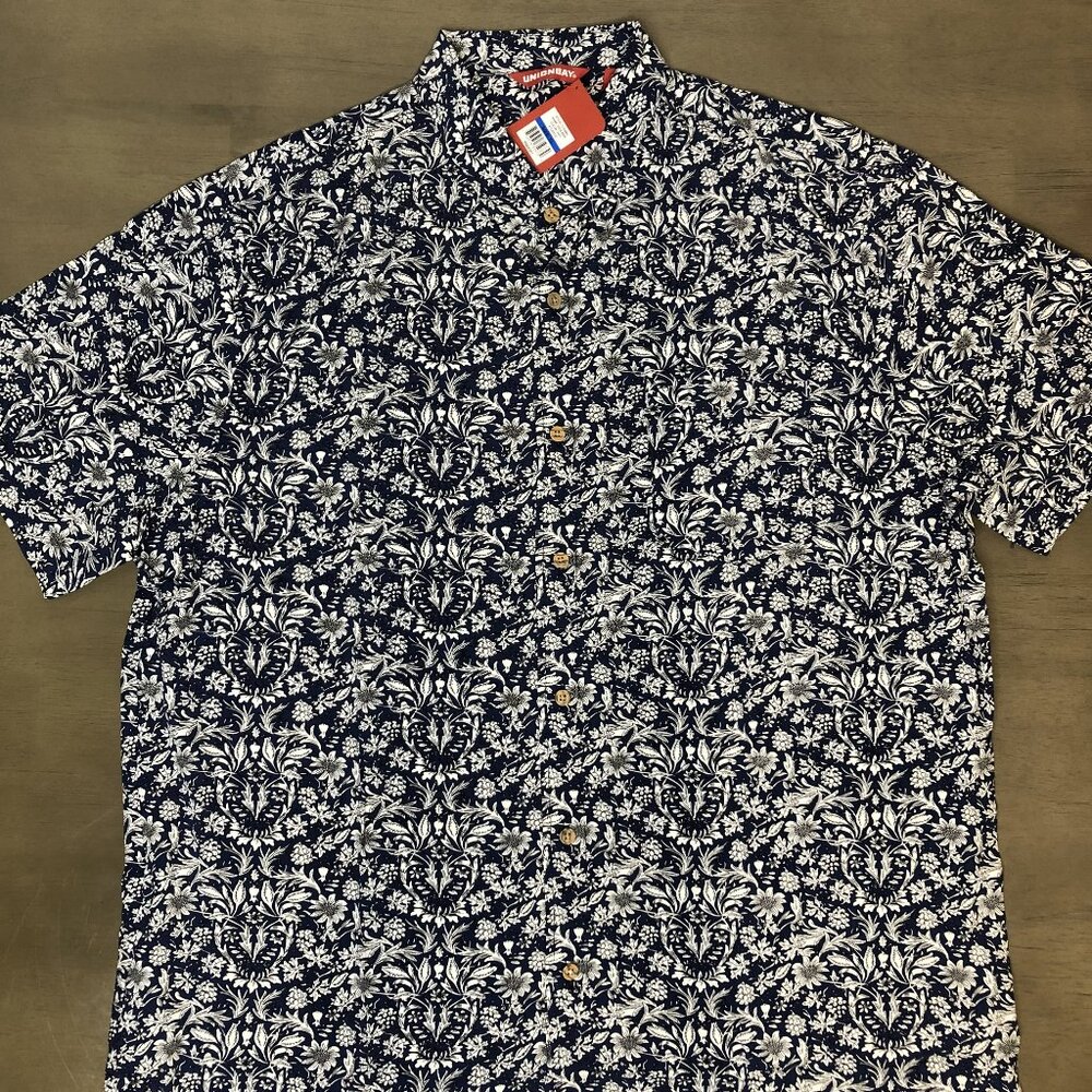 UNIONBAY Men's Rayon Button-up short sleeve Woven Shirt blue XL